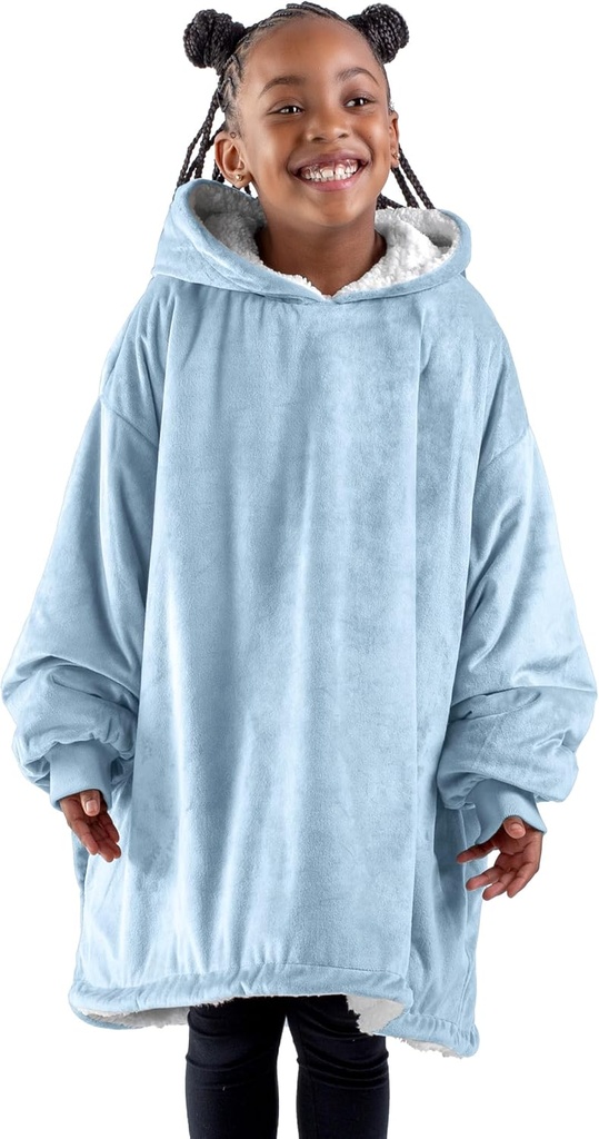 Bare Home Couverture Wearable Hoodie - En peluche douce Sherpa - Chaleureux et Cozy - Couverture Wearable Oversize - Tailles adultes et enfants