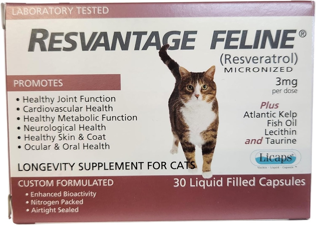 Feline - Resveratrol - Le Supplément Longévité pour Chats - 30 Capsules