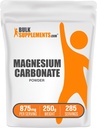BulkSupplements.com Poudre de carbonate de magnésium - supplément de carbonate de magnésium, teneur alimentaire en carbonate de magnésium - sans gluten, 875mg par portion, 250g (8,8 oz) (paquet de 1)