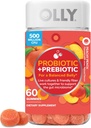 OLLY Probiotic + Gummy prébiotique, soutien digestif et santé des intestins, 500 millions d'UFC, fibre, supplément alimentaire pour adultes pour les hommes et les femmes, pêche, 60 jours d'approvisionnement - 60 comtes