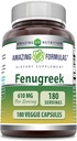 Amazing Formulas Fenugreek Seed 610 Mg 180 Veggie Capsules Supplement | Non-GMO | Gluten Free | Made in USA | Suitable for Vegetarians