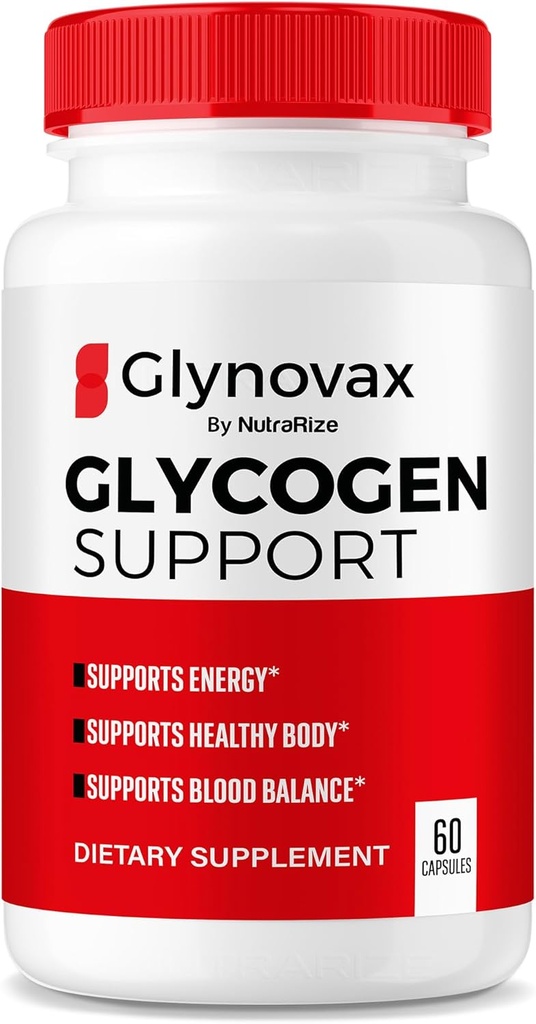 NutraRize Glynovax Pills, Glynovax Glycogen Formule de soutien, Supplément tout naturel pour maintenir des niveaux stables en santé, Avis officiels de Glyno Vax (60 capsules)