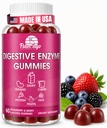 Enzymes digestifs Gommies à croquer : aide l'intolérance alimentaire, le débloat, et à digérer les produits laitiers, glucides, légumes, protéines, fruits - Amylase Protease Lactase- Gommies végétaliens naturellement aromatisés. 60 Nombre