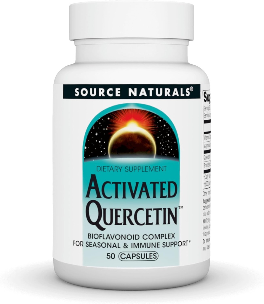 Source Naturals Actived Quercetin, Complexe Bioflavanoïde, pour support saisonnier et immunitaire - 50 Capsules