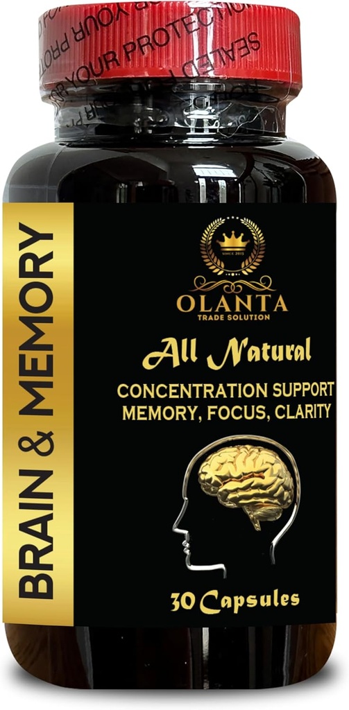 Soutien de la mémoire cérébrale - Fonction cognitive, Supplément booster de cerveau pour focalisation, mémoire, clarté, énergie, concentration pour clarté mentale, amélioration cognitive - 1 bouteille 30 capsules