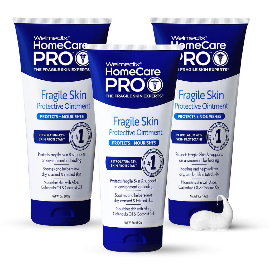 Welmedix Fragile Peau Protectrice Onguent de guérison Hôpital, Crème Barrière et Protection de la peau avec/Calendula pour le traitement de l'eczéma, du psoriasis, dermatite, des plaies de lit, du chafing (paquet de 3)