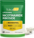 Supplément NAD - Liposomique Nicotinamide Riboside 900mg, Resvératrol, Quercetin - Supplément NAD haute pureté pour l'énergie, soutenir la santé cellulaire, l'endurance et le vieillissement en santé - Ultra Strength 80 Capsules