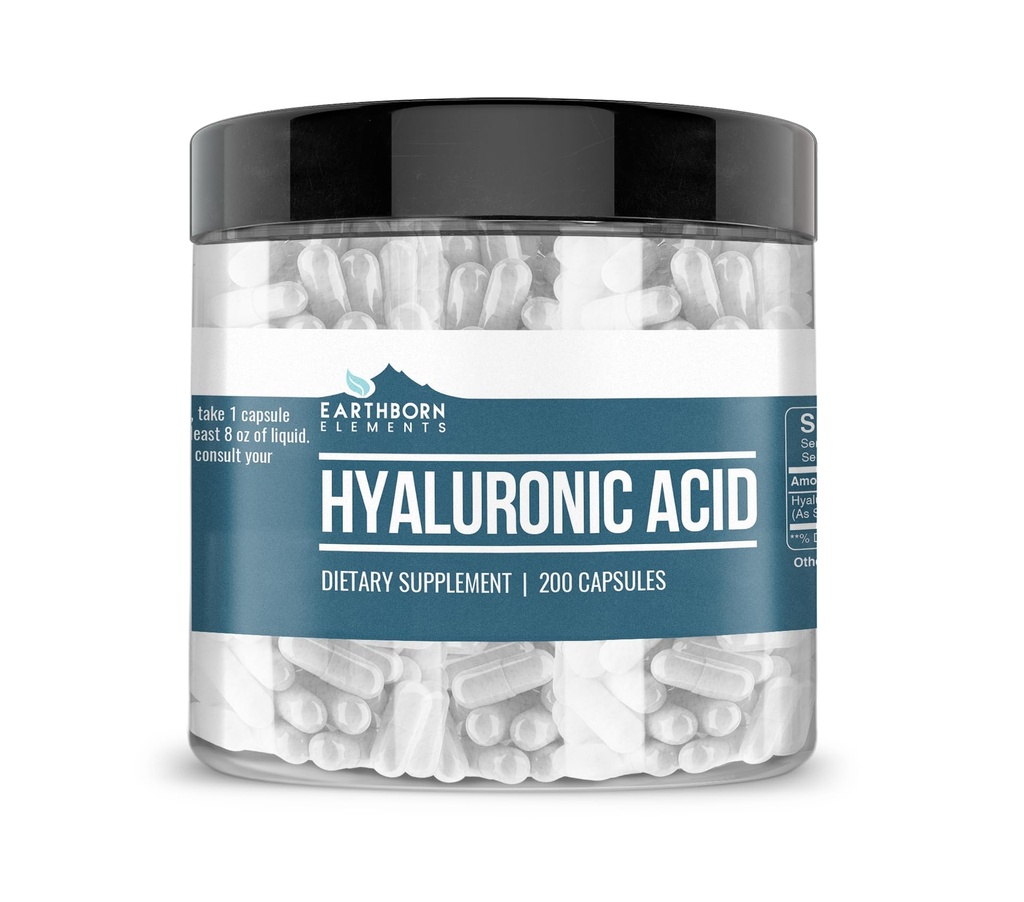 Éléments terriens Acide hyaluronique 200 Capsules, pures et non diluées, sans additifs