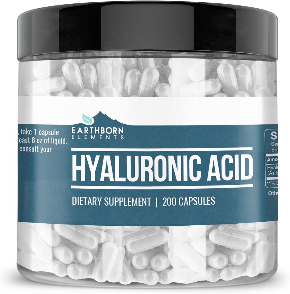 Éléments terriens Acide hyaluronique 200 Capsules, pures et non diluées, sans additifs