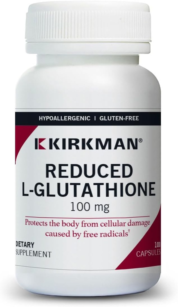 Kirkman Reduced L-Glutathione 100 mg - Hypoallergenic | 100 Vegetarian Capsules | Antioxidant