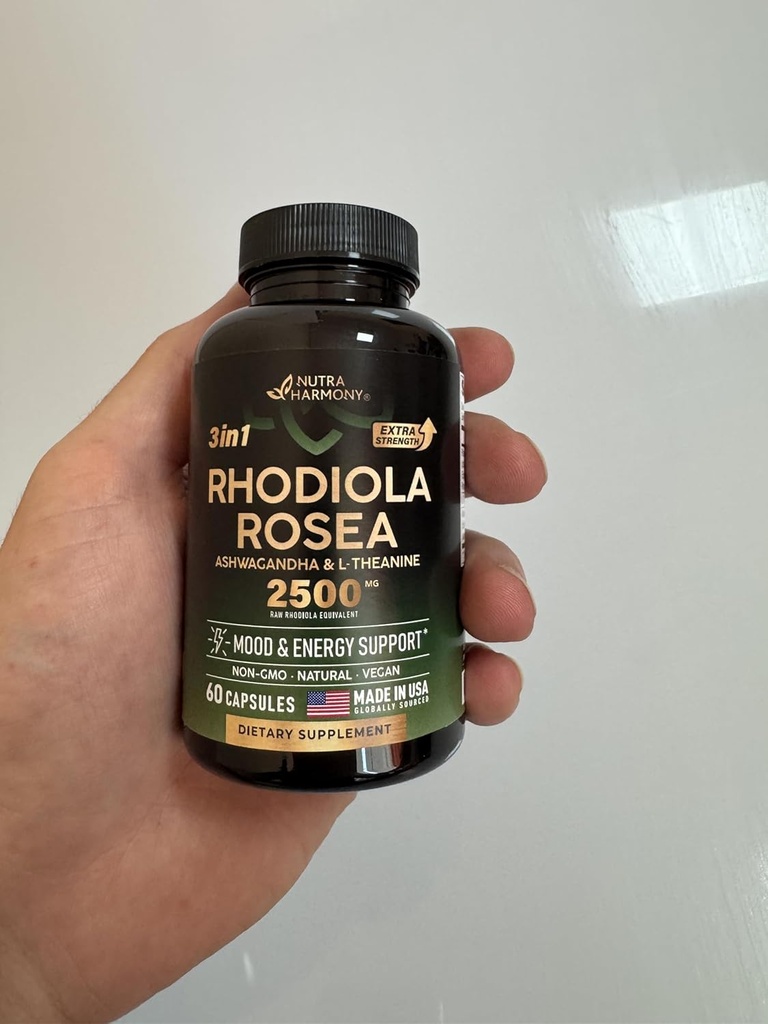 NUTRAHARMONY Supplément Rhodiola Rosea - 2 mois d'approvisionnement, 60 capsules