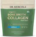 Dr. Mercola Bio Bone Broth Poudre de collagène - Soutient la santé des os et la croissance musculaire - USDA Organique, non-OGM, sans gluten et sans lait - 30 portions - Vanilla Flavor