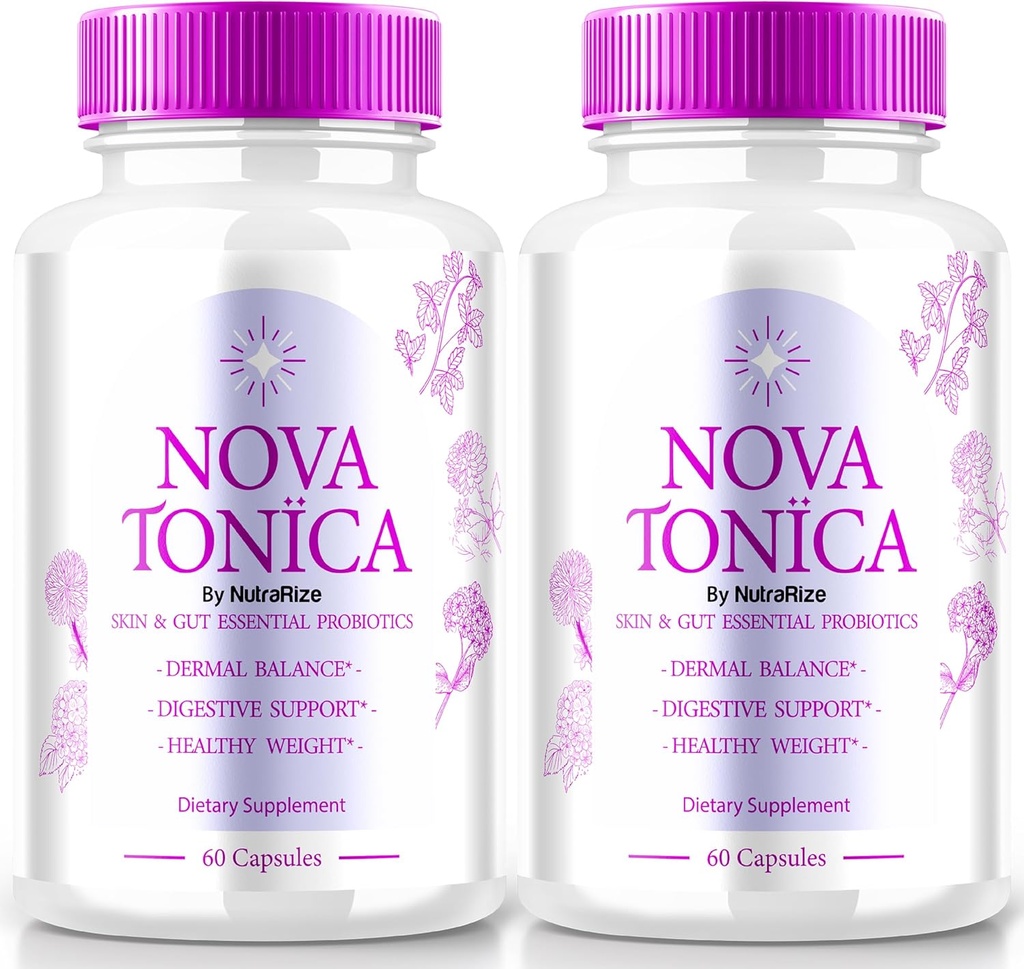 (2 Pack) Capsules NovaTonica, Nova Tonica pour soutenir naturellement une peau saine et glorieuse, supplément supplémentaire pour soutenir l'hydratation, pilules vitaminiques améliorant la peau, avis toniques Nova (120 Capsules)