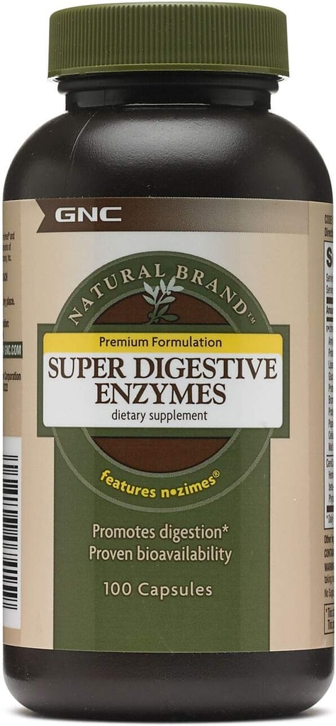 GNC marque naturelle Super enzymes digestives, favorise les protéines, les glucides et la digestion des graisses, 100 capsules