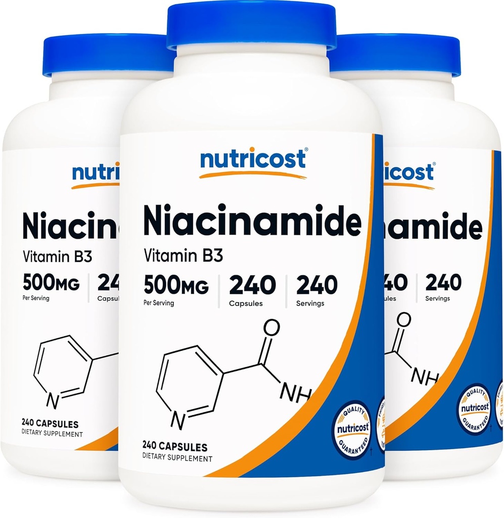 Nutricost Niacinamide (vitamine B3) 500mg, 240 Capsules (3 bouteilles)