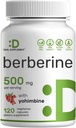 Supplément berbère avec Yohimbine, 500mg par portion, 120 Capsules de Veggie – Extraits de racine et d'écorce – Formes de chlorhydrate de haute absorption – Non-OGM, Vegan