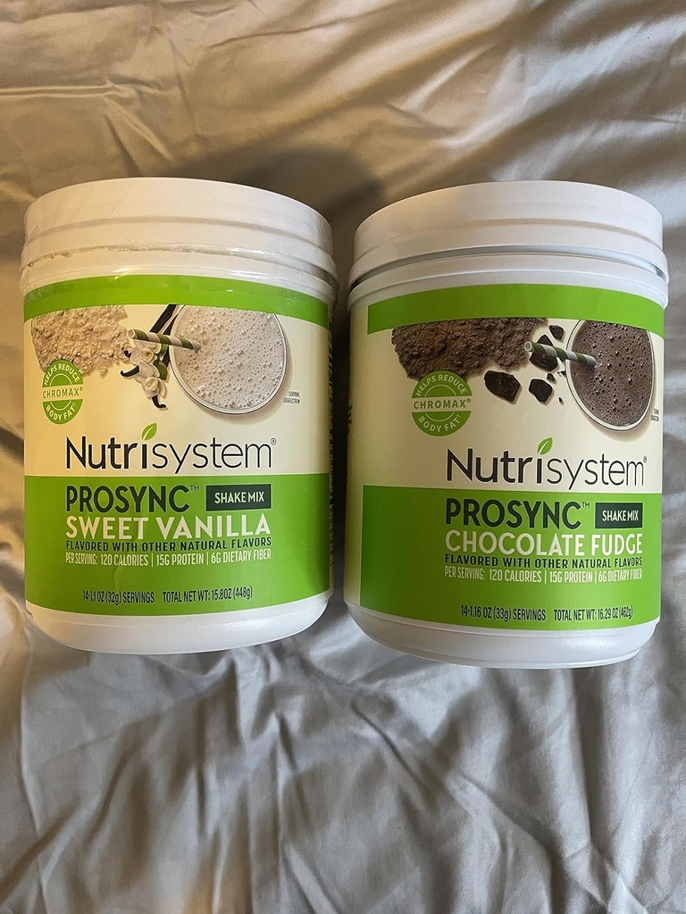 Nutrisystem Nutricrush Probiotic Shakes Chocolate Fudge and Sweet Vanilla Shake Mix - Protein & Probiotics Support Digestive Bust Belly Bloat 2 Containers 16.3 oz. each 28 Servings,(Pack of 2)