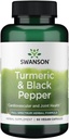 Swanson Premium- Poivre noir « et » curcuma - Antioxydant, soutien mixte « et » de digestion - 90 bouchons de vélo