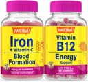 Eh bien oui Iron+Vitamine C + Vitamine B12 1000mcg, Gummies Bundle - Grande dégustation, supplément de vitamine, sans gluten, sans OGM, gummy à croquer