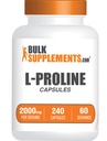 BulkSupplements.com Capsules L-Proline - Supplément acide amino, L-Proline 2000mg, Suppléments Proline - Sans gluten, 4 Capsules par portion, 240 Compte (paquet de 1)