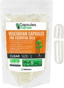 XPRS Nutra Size 1 Empty Vegan Capsules - 100 Count Clear Veggie Capsules for Most Essential Oils - Empty Vegetable Pills - DIY Oil Filling