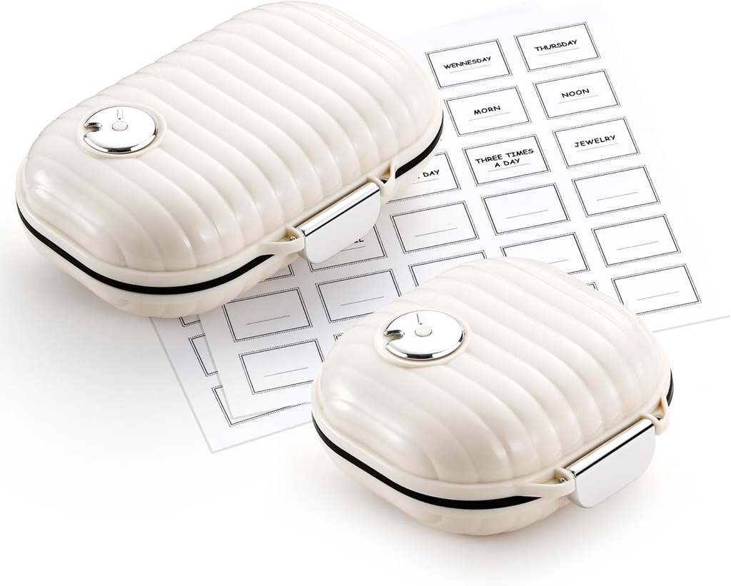 Zannaki Pill Case Portable Small Weekly Travel Pill Organizer, Cute Moisture Proof Pill Porte-boîte pour Purse, Daily Pocket Pharmacie Conteneur de Médecine pour Vitamine, Huile de Poisson, Supplément,Small+ Grandes