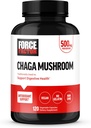FACTEUR DE FORCE Chaga Capsules de champignons, Supplément de champignons pour soutenir la santé et la digestion Gut, fabriqués à partir de champignons réels, végétalien, non OGM, 120 capsules