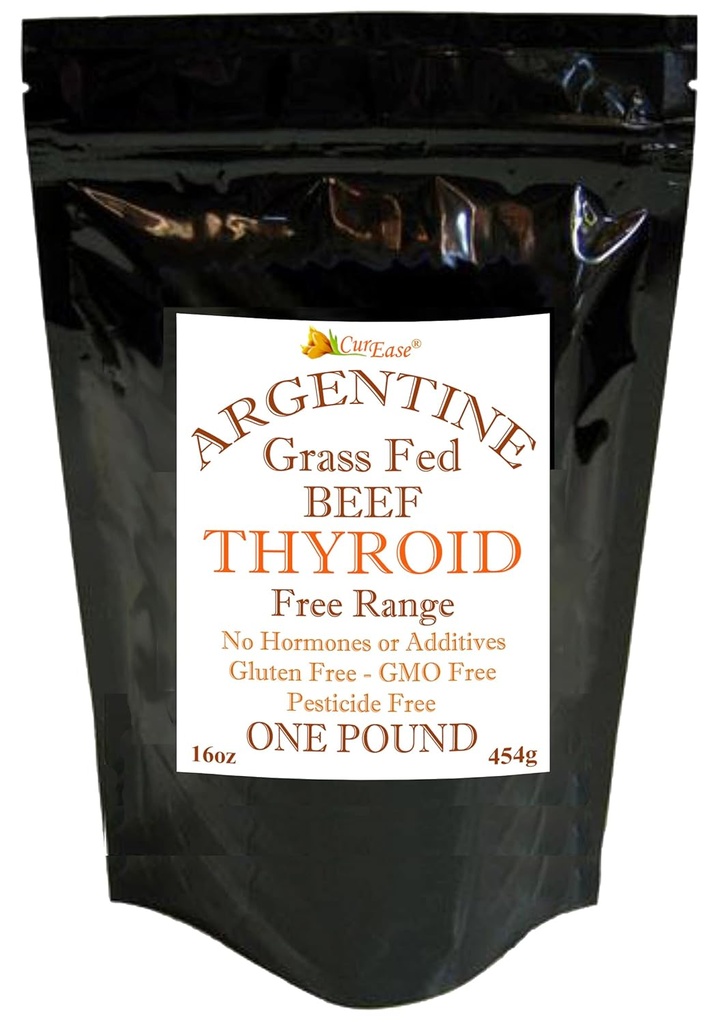 Poudre de thyroïde de boeuf curEase - herbe d'Argentine Fed et fini (16oz) Pound 1lb 908 portions