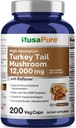 NusaPure Dind Tail Mushroom Capsules, 10:1 Extrait, 1200 mg Équivalent à 12 000 mg, 200 Vcaps, Non-OGM, Sans gluten, Biopérine