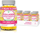 Gommies de collagène Lunakai - Formule propriétaire la plus délicieuse - 200 mg Gommies de collagène hydrolysées pour les femmes et les hommes avec biotine, zinc, vitamine C et E - Supplément anti-vieillissement non OGM pour les femmes - 6 Pack