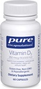 Encapsulations pures Vitamine D3 250 mcg (10 000 UI) - Supplément pour soutenir la santé des os, des articulations, du sein, du coeur, des colonies et des immunes - avec la vitamine D premium - 60 capsules