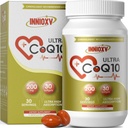 CoQ10 200mg Softgels pour la santé cardiaque, puissant supplément antioxydant pour la santé vasculaire, production d'énergie, supplément nutritionnel à haute absorption CoQ10, 30 Softgels