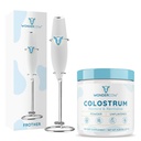 WONDERCOW Bovine Colostrum Supplément en poudre pour Gut Health, Immune Support, Muscle Recovery & Wellness Sans saveur + Lait Frother Mélangeur main haute puissance