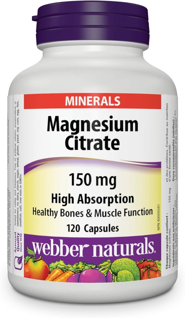 Citrates de magnésium Haute absorption 150 mg 120 Capsules