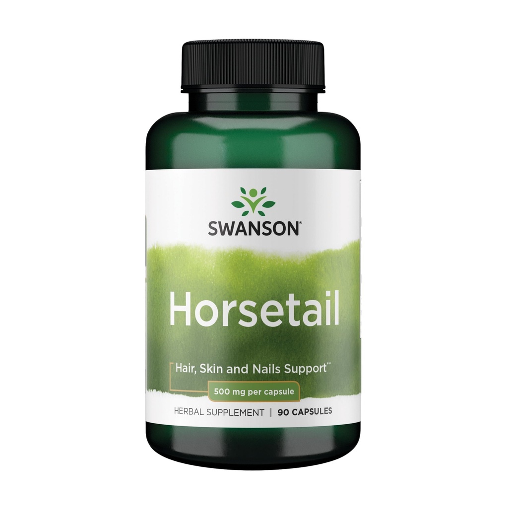 Swanson Horsetail - Supplément à base de plantes pour soutenir la santé des cheveux, de la peau et des ongles - Ingrédients naturels pour la santé des os et le traitement urinaire - (90 capsules, 500mg chacune)