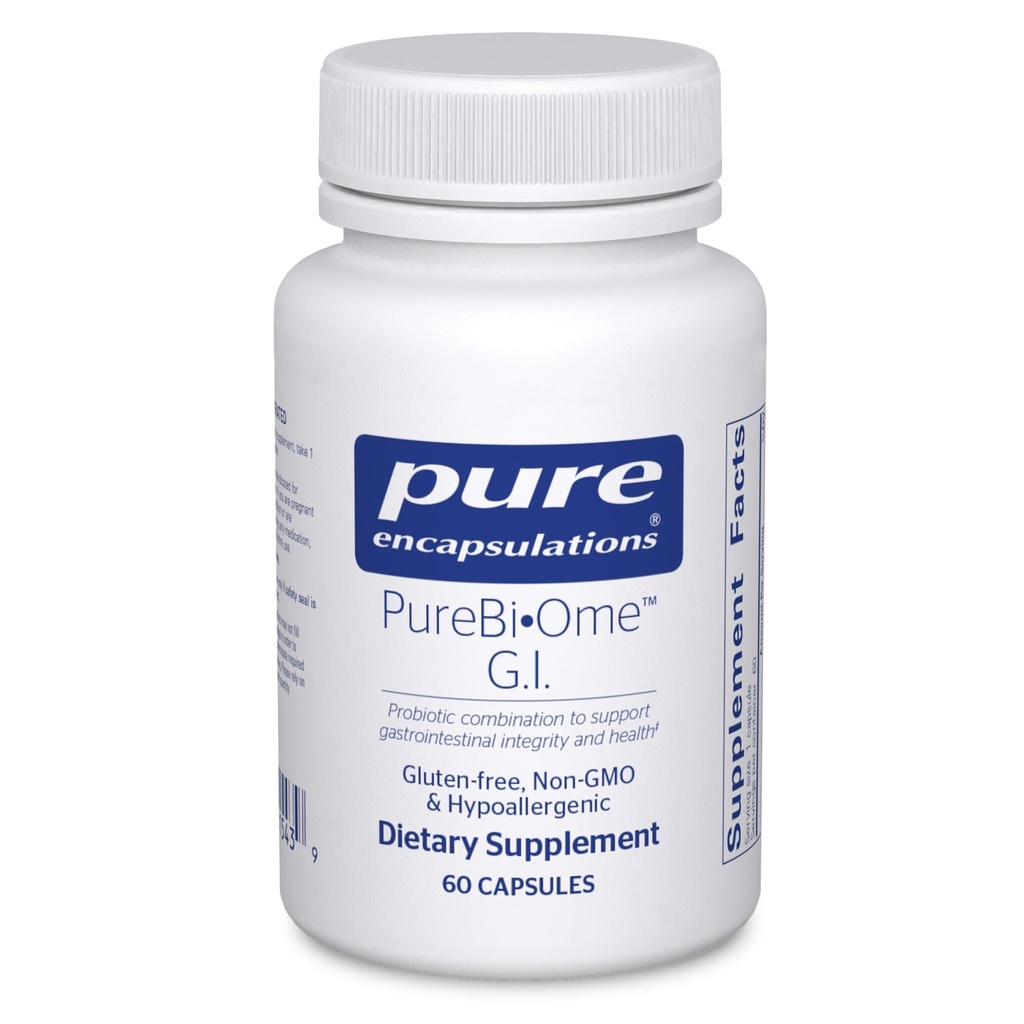 Encapsulations pures PureBi•Ome G.I.-C. Mélange probiotique multi-souches hypoallergénique pour G.I. Confort et santé