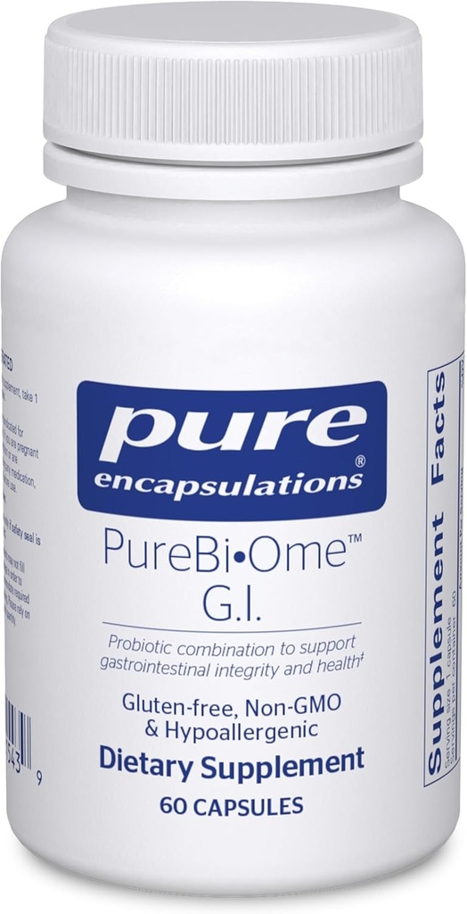 Encapsulations pures PureBi•Ome G.I.-C. Mélange probiotique multi-souches hypoallergénique pour G.I. Confort et santé