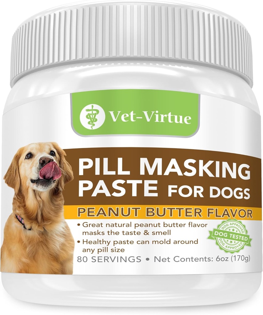 Pâte de masquage de pilules pour chiens, goût de beurre d'arachide - remède pour animaux de compagnie parfait traite pour cacher les pilules, les médicaments et les capsules, avec des ingrédients naturels et emballés avec goût chiens amour