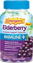 Emergen-C Immune+ Gummies de baies aînées, 750 mg de vitamine C avec vitamine D, zinc et électrolytes, supplément alimentaire de soutien immunitaire, sans caféine, sans gluten, saveur de baie aînée - 45 Compte