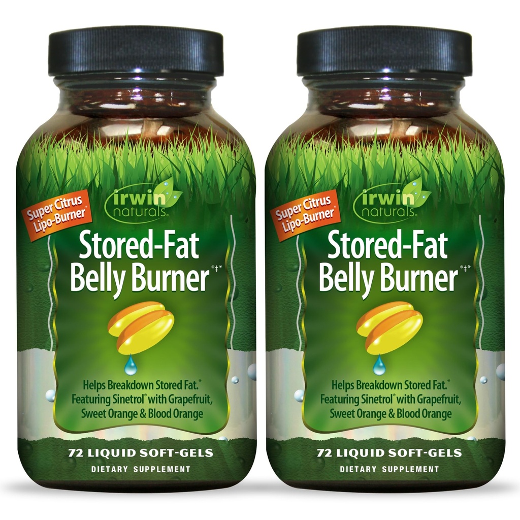 Irwin Naturals Stored-Fat Belly Burner - 72 Liquid Soft-Gels, Pack de 2 - Aide à soutenir la ventilation des graisses entreposées - 48 Total des portions