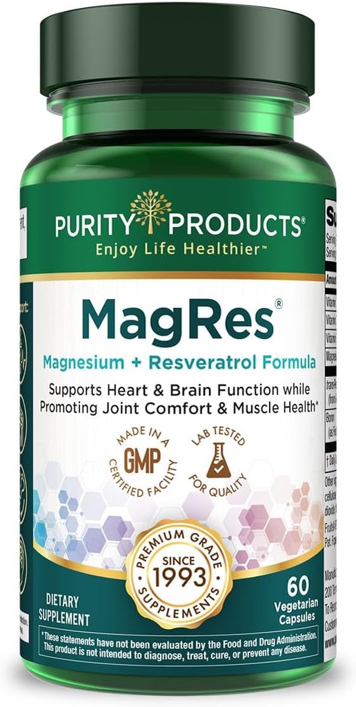 Produits de pureté - MagRes Formula Magnésium + Resvératrol 60 capsules