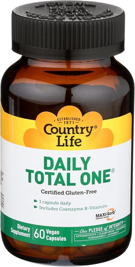 Country Life Daily Total Un avec du fer - Mélange d'enzyme digestive plein spectre - 60 Capsules végétariennes