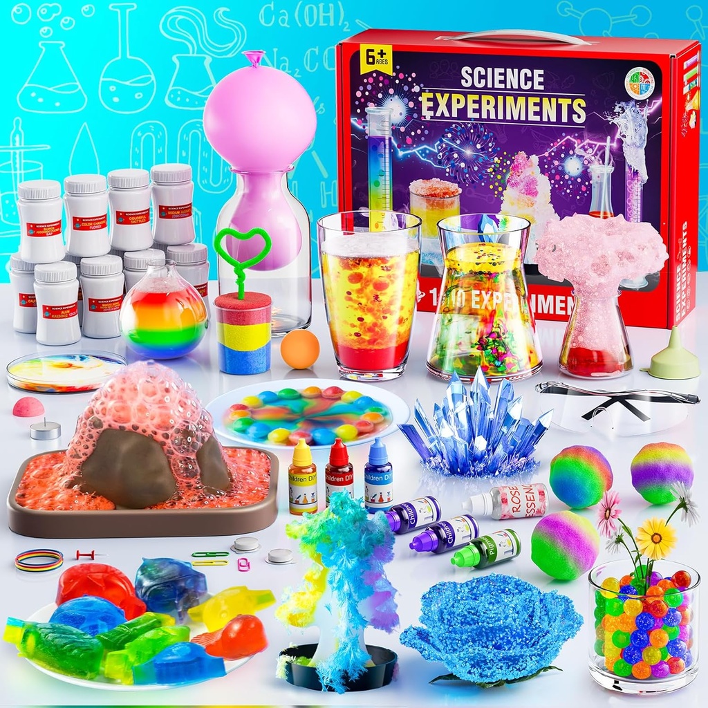110 Lab Experiments Kits scientifiques pour les enfants - Projets STEM Jouets scientifiques éducatifs pour les enfants 6 7 8 9 10 12 ans, Cadeaux d'anniversaire de Noël pour les garçons et les filles, Ensemble de chimie, apprentissage et éducation