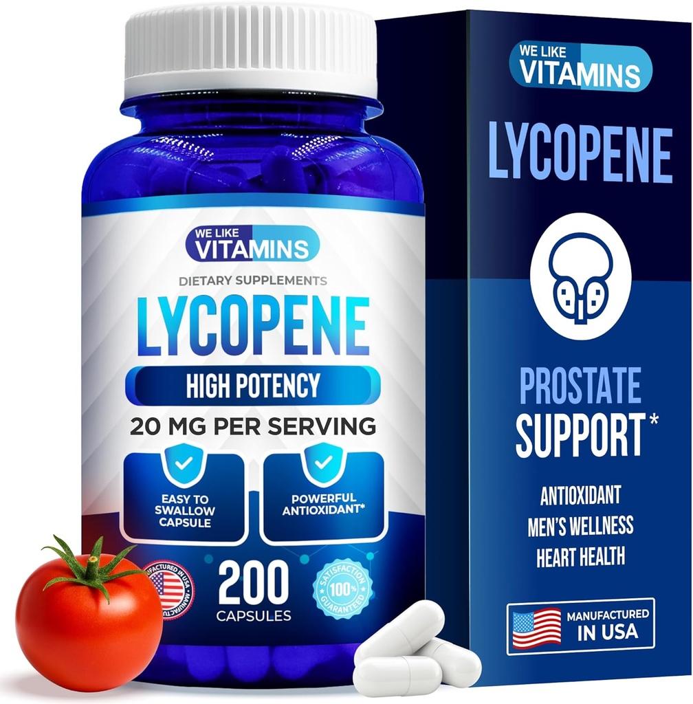 Nous aimons les vitamines Lycopène suppléments pour les hommes - Lycopène 20mg par portion - 200 Capsules - Super Antioxydant qui aide à soutenir le système immunitaire et la santé de la prostate
