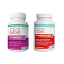 20% Bundle Utiva Cranberry PACs 30 Vegi Capsules Supplément de canneberge pour la santé urinaire des femmes et des hommes + Utiva D-Mannose 500mg 120 Capsules naturellement Flush The Bladder and Urinary Tract