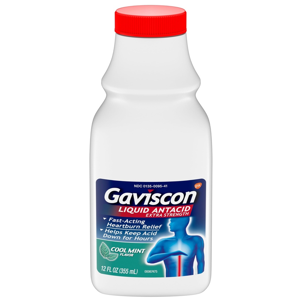 Gaviscon Extra Strength Cool Ment Liquid Antacid For Fast-Activing Heartburn Relief, 12 onces