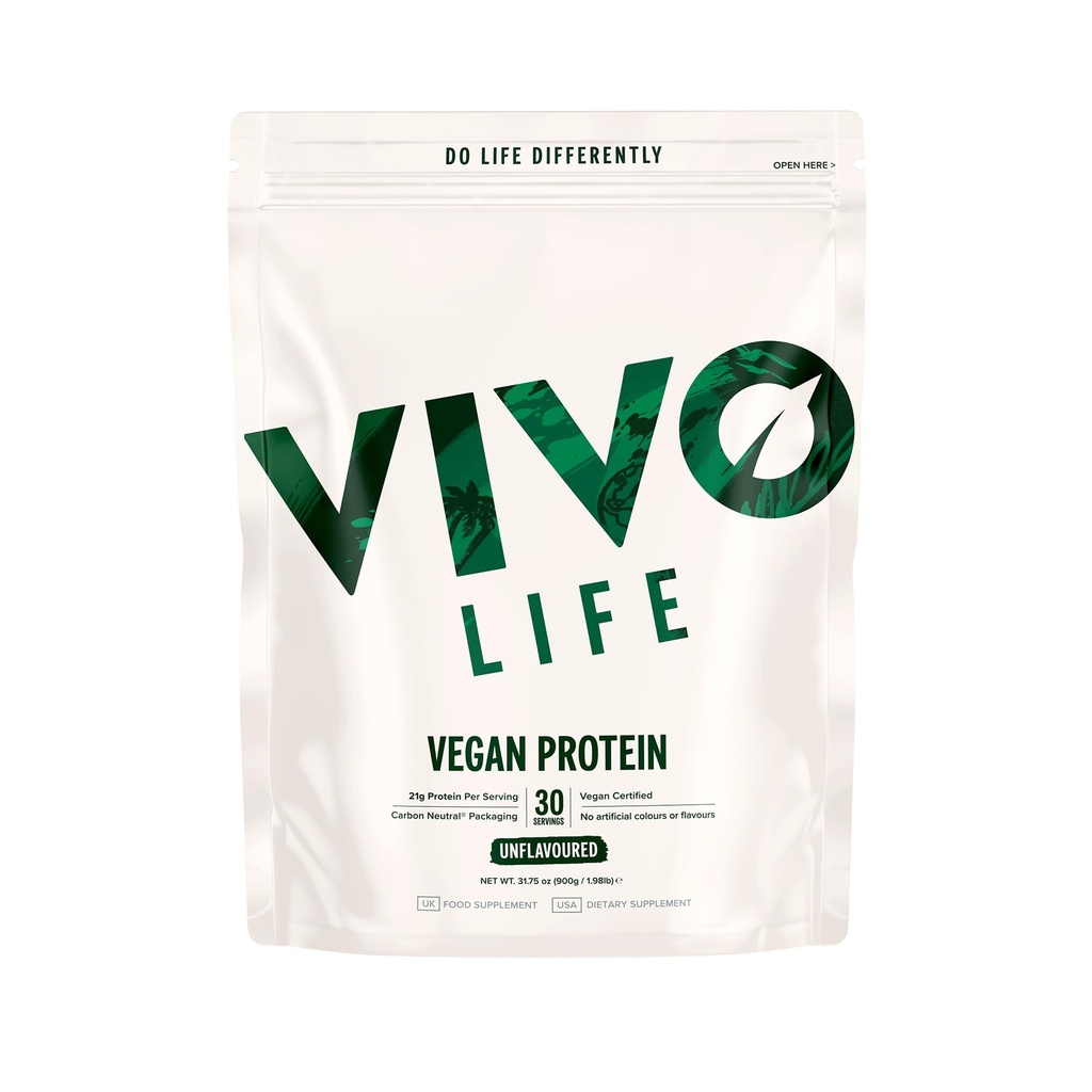 Vivo life Vegan Protein Powder | 21g Pea & Hemp, Plant Based Protein per Scoop | 30 Servings (31.7 oz, Unflavored)