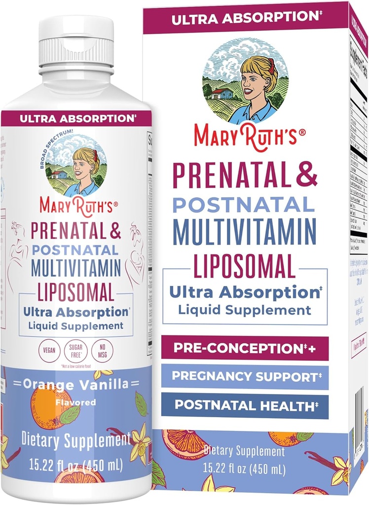 MaryRuth Organics Prenatal & Postnatal Multivitamin for Women | Sugar Free | Formulated for Pre-Conception, Pregnancy & Nursing | Prenatal Vitamins | Vegan | Non-GMO | Gluten Free | 30 Servings