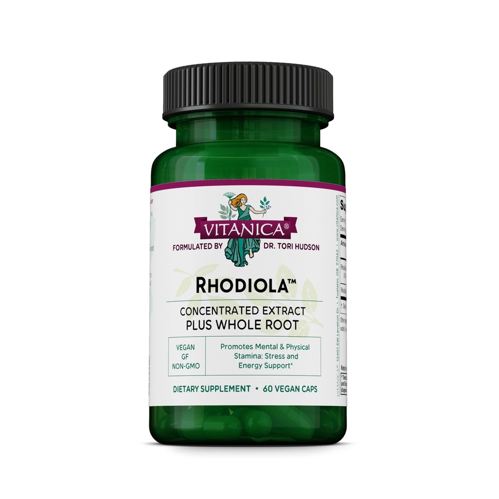 Vitanica Rhodiola Rosea Extrait de racine 200mg, Dr. Formulé, 3% Rosavins et 1% Salidroside, Rhodiola Root 85mg, Vegan, 60 Capsules