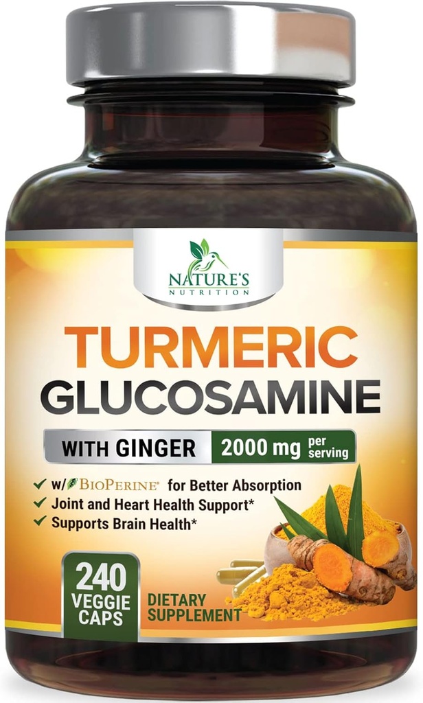 Supplément curcumin curcumin curcuma 2000mg - 95% Curcuminoides avec Glucosamine, Ginger & MSM, Pepper noir BioPerine pour la meilleure absorption, soutien de joint végétalien de la nature, non-OGM, mis en bouteille aux États-Unis - 240 Capsules